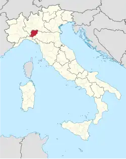 Map with the province of Piacenza in Italy