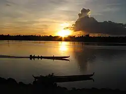 Small boats in the Maroni river