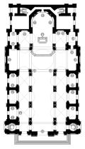 A rectangular floor plan of a Church