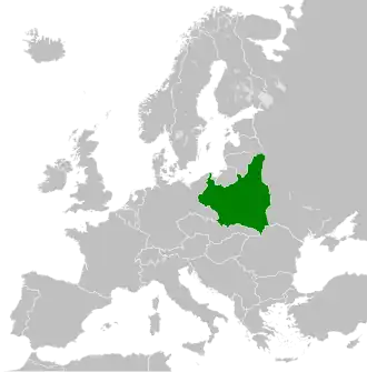 Map of the Second Polish Republic within Europe (1930)