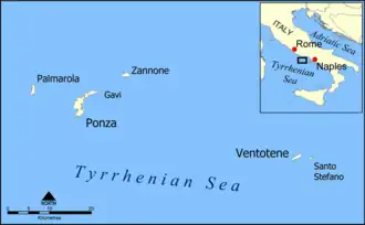 Map of the Pontine Islands