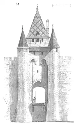 Sketch of the gate to the city by Eugène Viollet-le-Duc