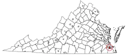 Location of Portsmouth in Virginia