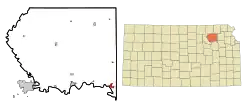 Location within Pottawatomie County and Kansas