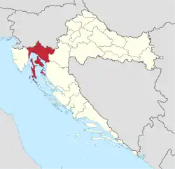 Primorje-Gorski Kotar County within Croatia