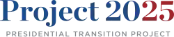 It says "Project 2025" in mostly blue, and the 25 is in red.