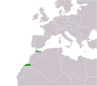 Map of Spanish Morocco with its Northern (Spanish Morocco proper) and Southern (Cape Juby) zones