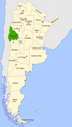 Location of San Juan within Argentina