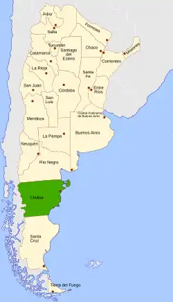 Location of Chubut within Argentina