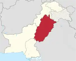 Location of Punjab in Pakistan
