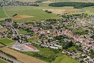 An aerial view of Pusey