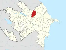 Map of Azerbaijan showing Qabala Raion