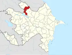 Map of Azerbaijan showing the Qakh District