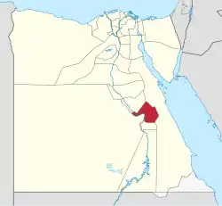 Qena Governorate on the map of Egypt