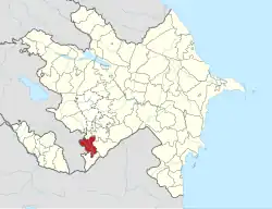 Map of Azerbaijan showing Qubadli District