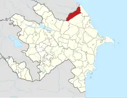 Map of Azerbaijan showing Qusar Raion