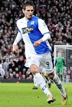 A footballer playing for Blackburn Rovers