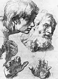 'Studies of the Heads of two Apostles and of their Hands', by Raphael