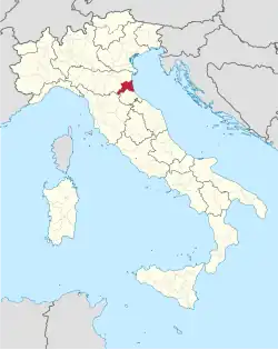 Map with the province of Ravenna in Italy