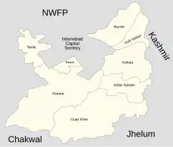 Location of Murree Tehsil