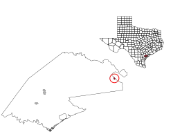 Location of Austwell within Refugio County and Texas