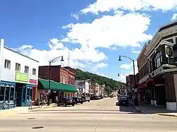Richland Center's historic downtown, viewed from Court and Main Street