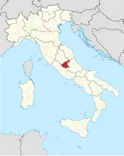 Map with the province of Rieti in Italy