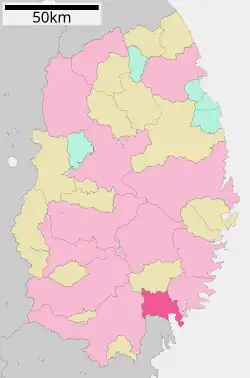 Location of Rikuzentakata in Iwate Prefecture