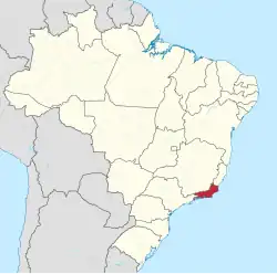 Location of the State of Rio de Janeiro in Brazil