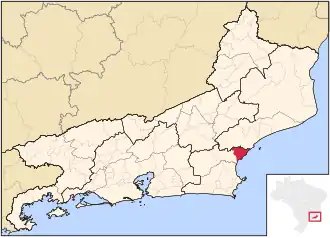 Location of Rio das Ostras in the state of Rio de Janeiro