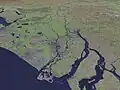 Rhine flows into the North Sea seen from space