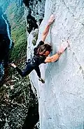 Alain Robert, free soloing "No Self Control" (grade 7a), Verdon, France, 3 April 1991