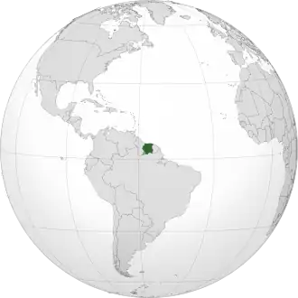 Location of Suriname