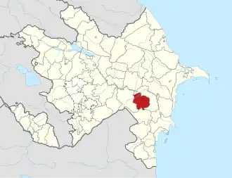 Map of Azerbaijan showing Saatli rayon