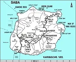 Map of Saba showing The Bottom
