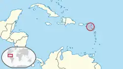 Location of &nbsp;Saba&nbsp;&nbsp;(circled in red)in the Caribbean