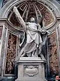 Saint Andrew carries the cross on which he was crucified. His bones are at St. Peter's