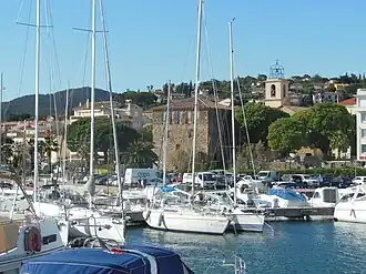 Sainte-Maxime marina with the Tour Carrée in the background