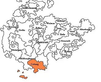 Saxe-Coburg, shown with the other Ernestine duchies
