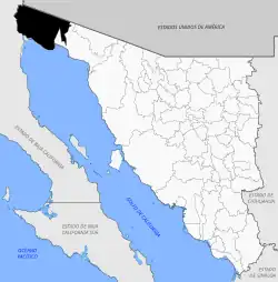 Location of the municipality in Sonora