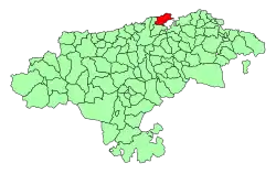 Location of Santander in Cantabria.