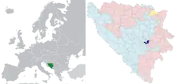 Location in Europe and Bosnia and Herzegovina (dark blue)