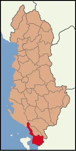 Map showing Sarandë District within Albania