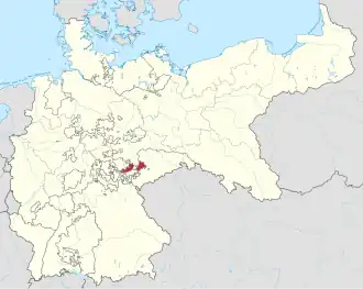 Saxe-Altenburg within the German Empire &nbsp; Ernestine duchies after 1825, showing Saxe-Altenburg in orange
