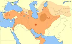Map of the Seljuk Empire after the death of Sultan  Malik-Shah I (r. 1072–1092)