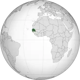 Location of &nbsp;Senegal&nbsp;&nbsp;(dark green)