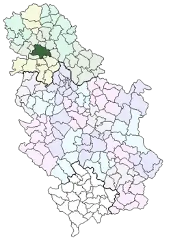 Location of Novi Sad within Serbia