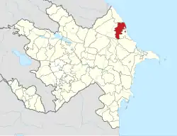 Map of Azerbaijan showing Shabran Raion