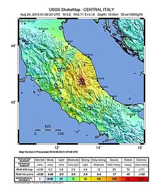 USGS shakemap of the earthquake.