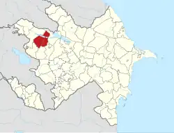 Map of Azerbaijan showing Shamkir Raion